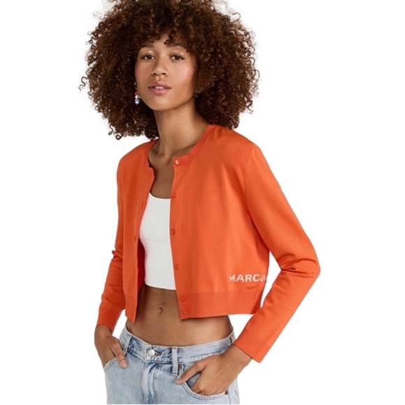 SOLD Marc Jacobs The Cropped Cardigan with Button Placket & Side White Lettering - Picture 3 of 16